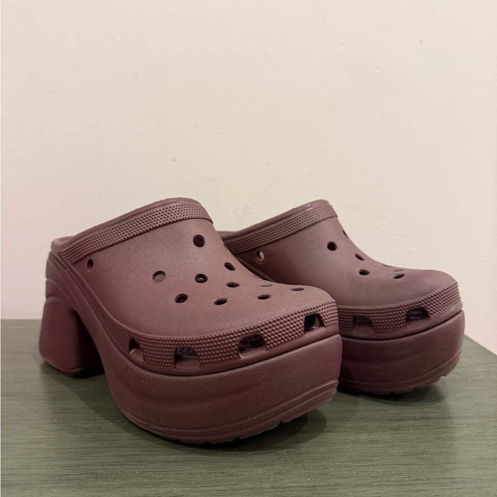 Women's Crocs Siren High Heel Brown Clogs
